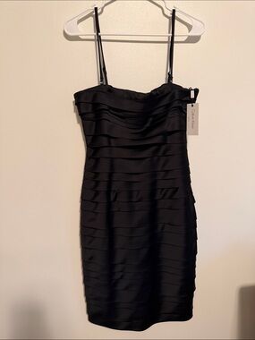 Calvin Klein Black Tiered Spaghetti-Strap Mini Dress
